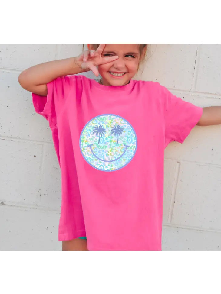 Youth Beach Smiley Face Graphic Tee