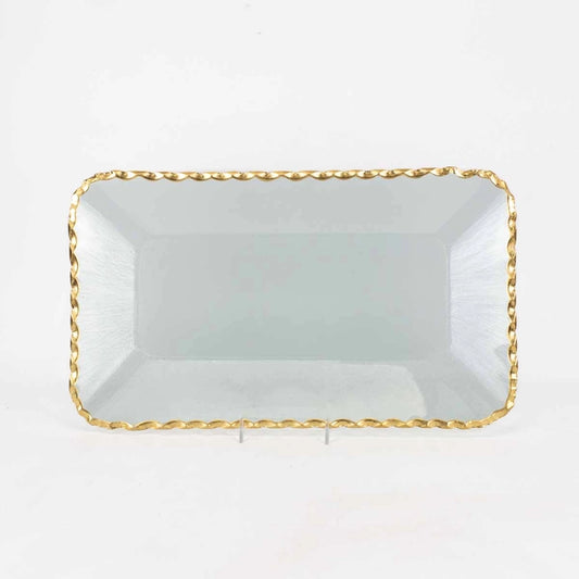 Gold & Clear Cordova Rectangle Serving Tray
