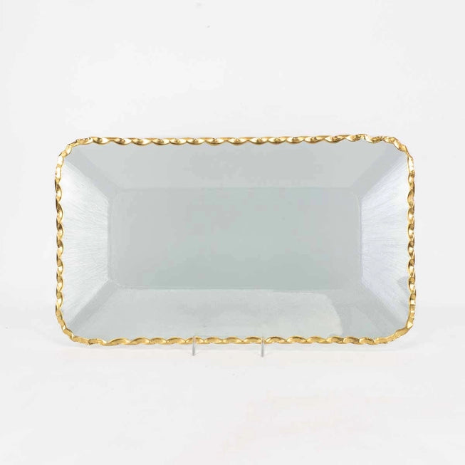 Gold & Clear Cordova Rectangle Serving Tray