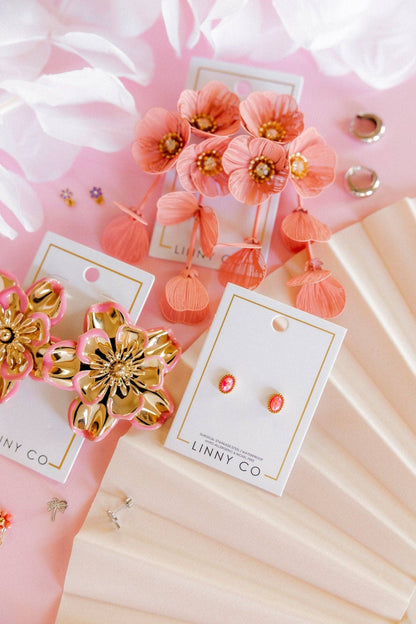 Luna Opal Hot Pink Screwback Stud Earrings