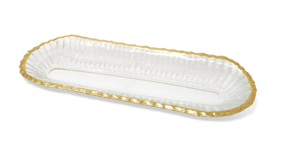 Gold Rim Glass Oval Tray