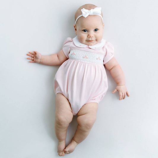 Magnolia Baby Pink Willow's Classics Smocked Short Sleeve Bubble
