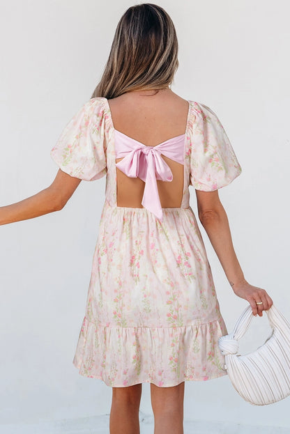 Pink Love Shack Floral Puff Sleeve Dress
