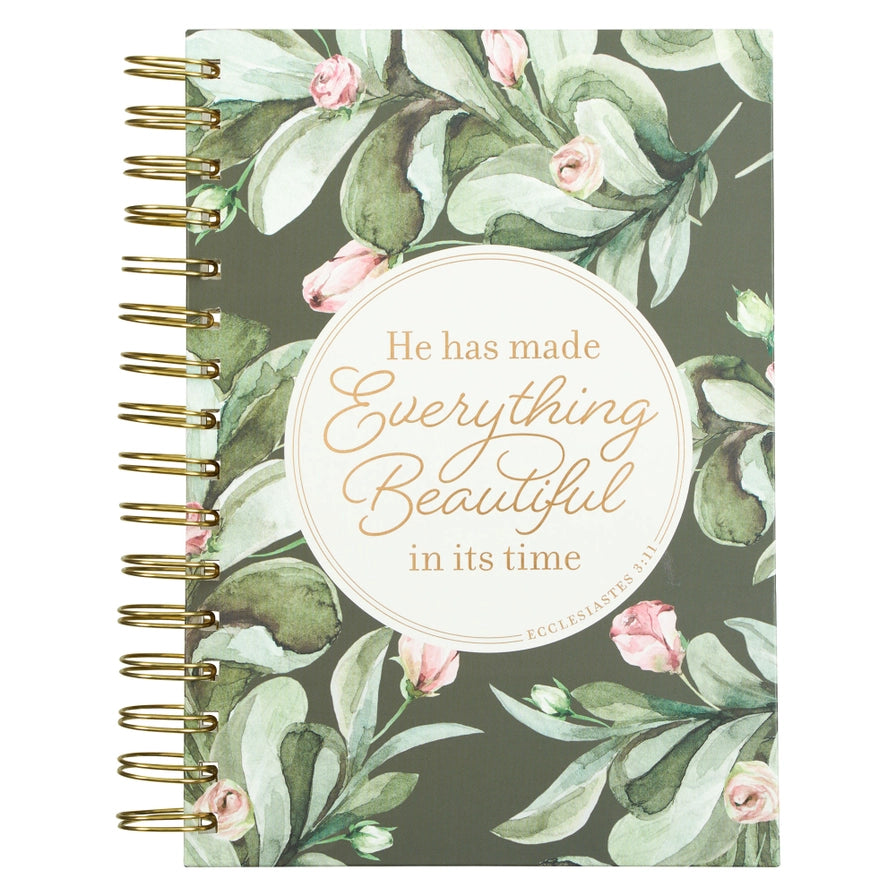 Everything Beautiful Green Wreath Spiral Journal
