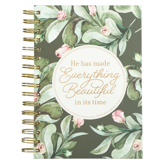 Everything Beautiful Green Wreath Spiral Journal