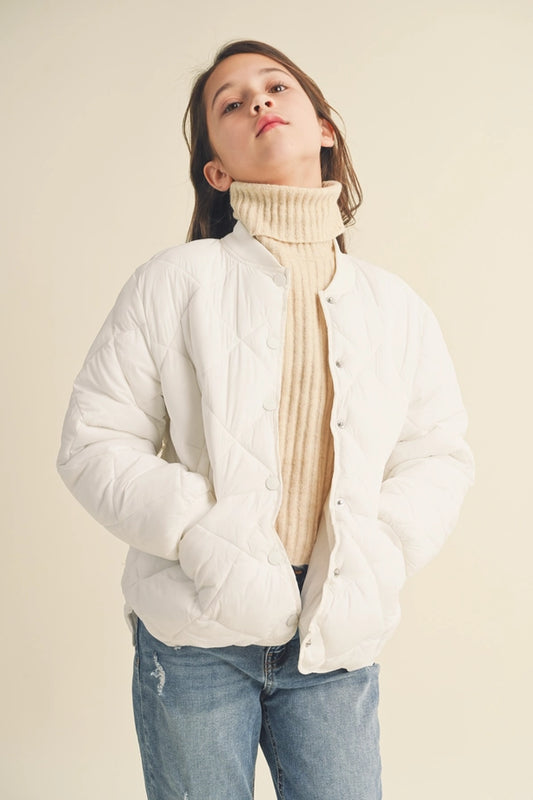 Tween Ivory Quilted Jacket