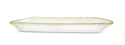 Gold Rim Glass Oval Tray