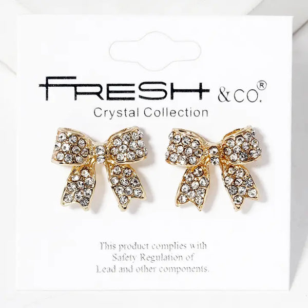 Rhinestone Bow Shape Post Earrings