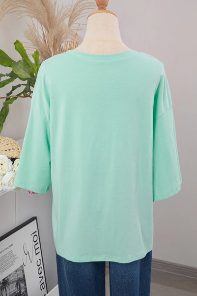 Seafoam Green Colorblock Star Patched Top