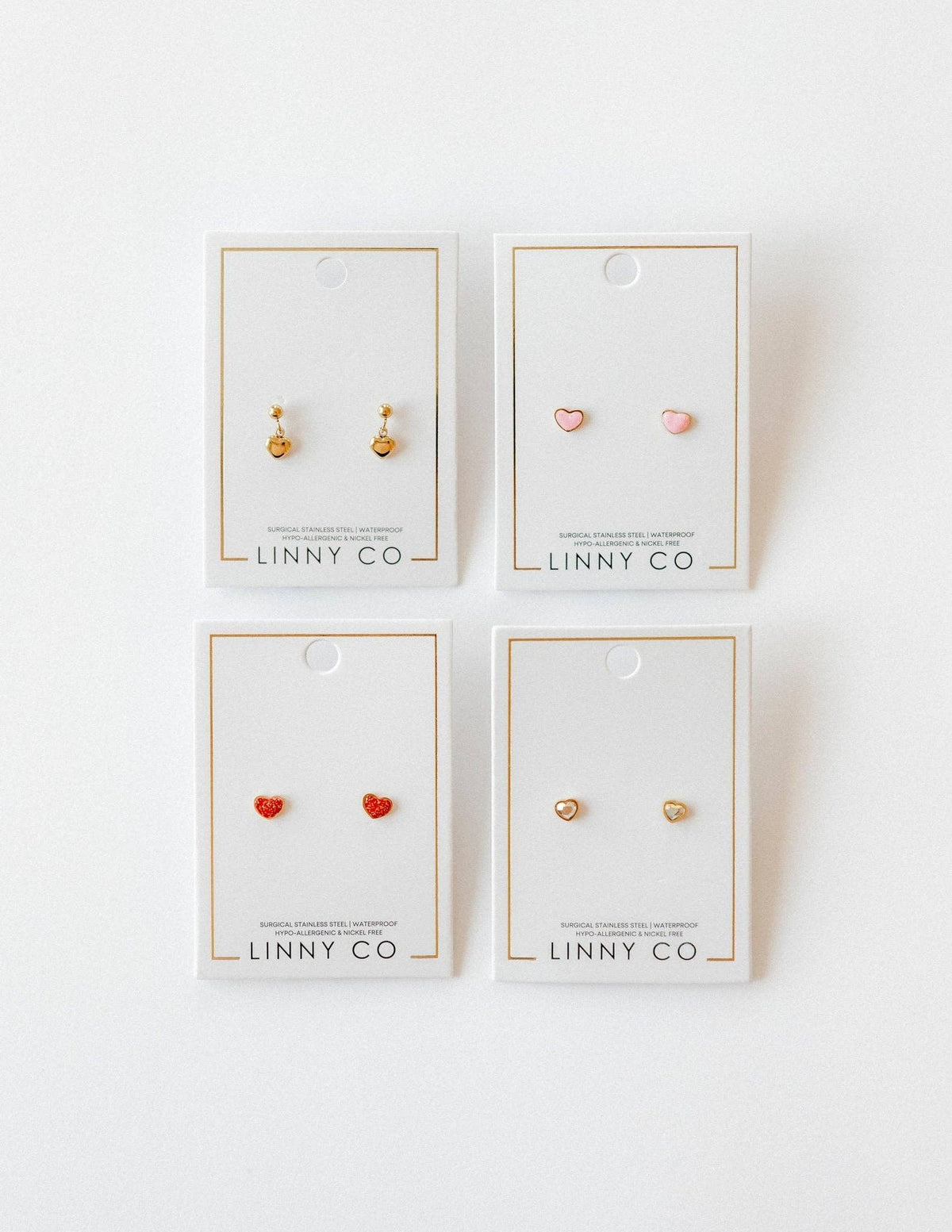 Nora Heart Pink Screwback Stud Earrings
