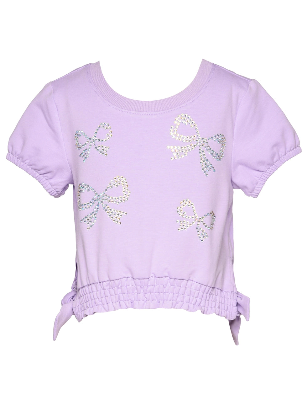 Tween Purple Rhinestone Bow Top