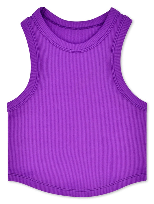 Youth Neon Purple Cropped Racer Back Top