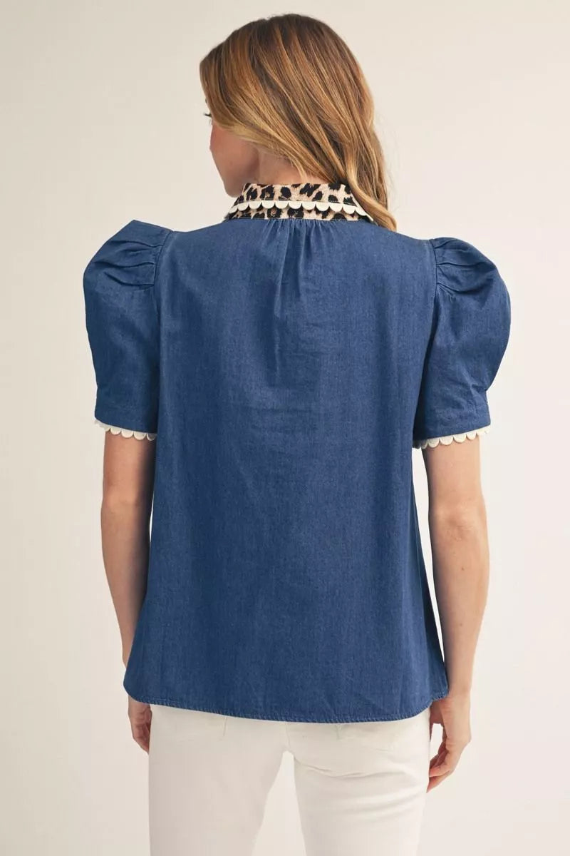 Blue Jean Beauty Puff Top