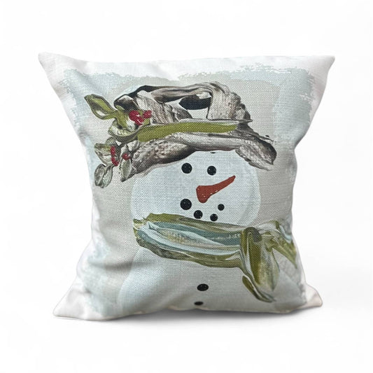 Green Snowman Square Pillow