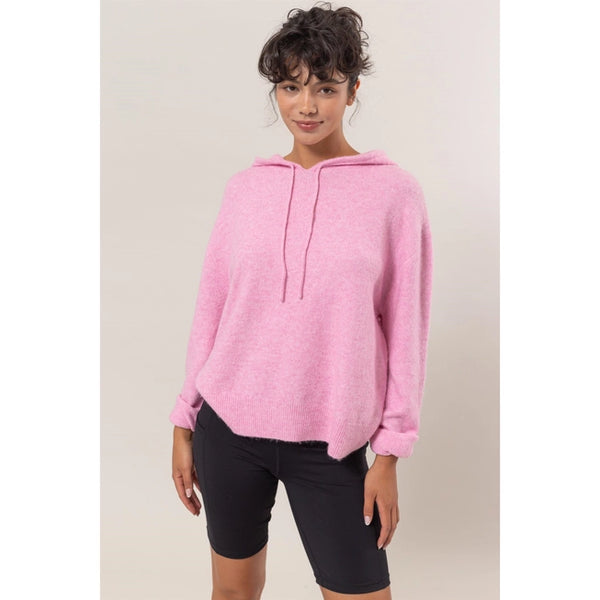 Rose Pink Drawstring Caleigh Hoodie Sweater