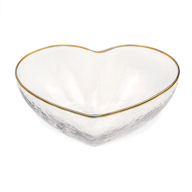 Clear & Gold Heart Glass Bowl