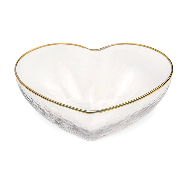 Clear & Gold Heart Glass Bowl
