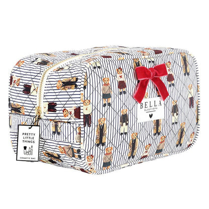 Navy Stripes + Bears Quilted Cosmetic Bag