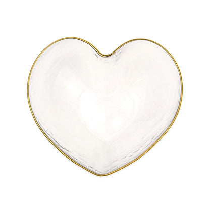 Clear & Gold Heart Glass Bowl
