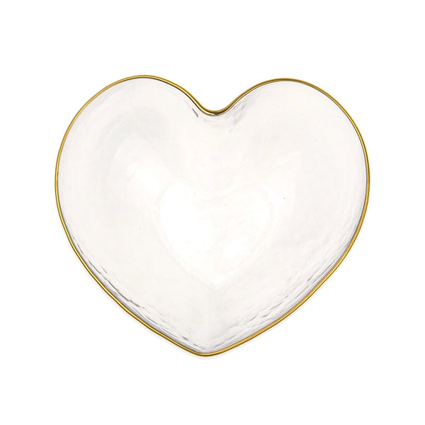 Clear & Gold Heart Glass Bowl