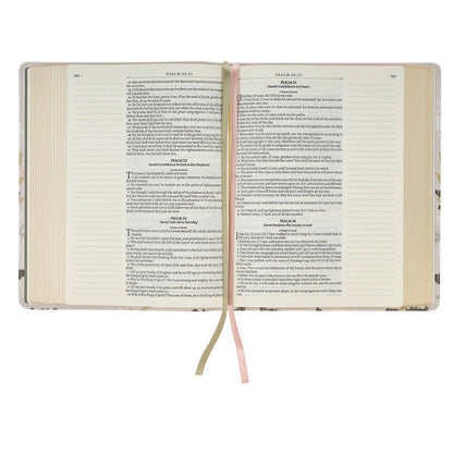 Floral Printed Ps 91:4 Faux Leather KJV Note-taking Bible
