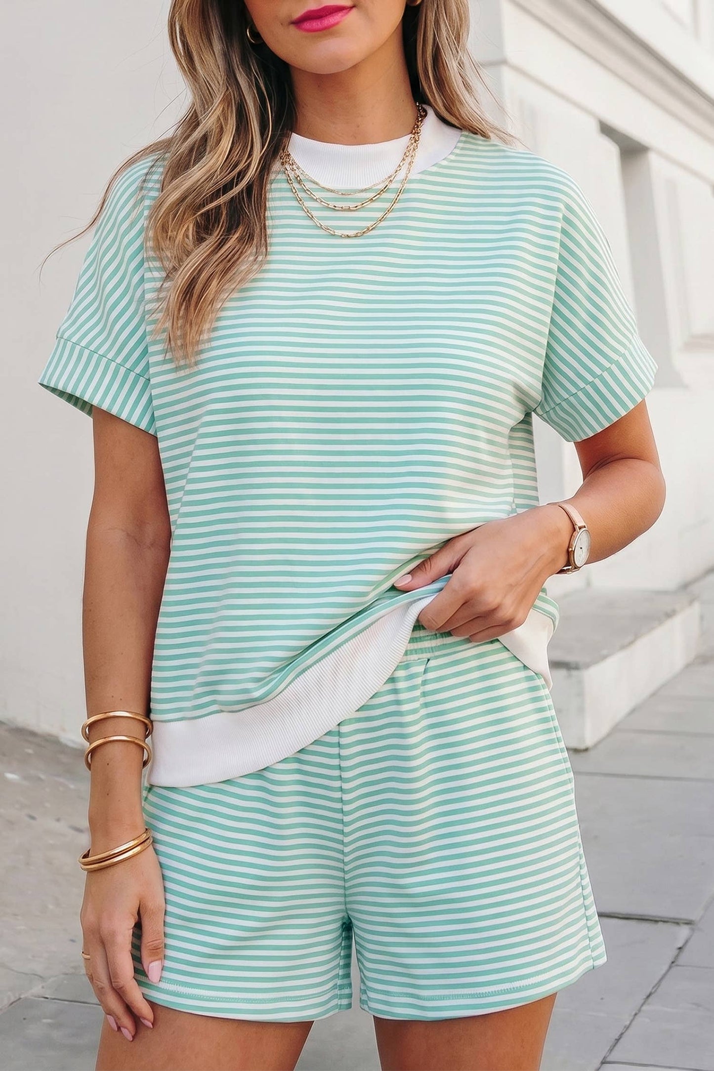 Seaside Stripe Short Set