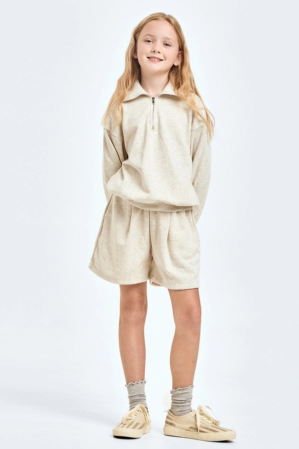 Youth Light Gray French Terry Half Zip Sweatshirt