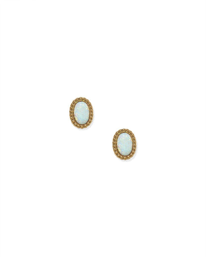 Luna Opal White Screwback Stud Earrings