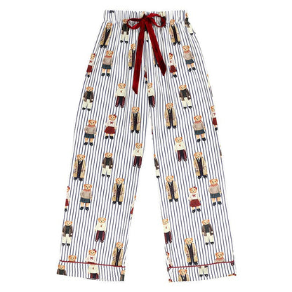 Navy Stripes + Bears Velvet Tie PJ Pant Set