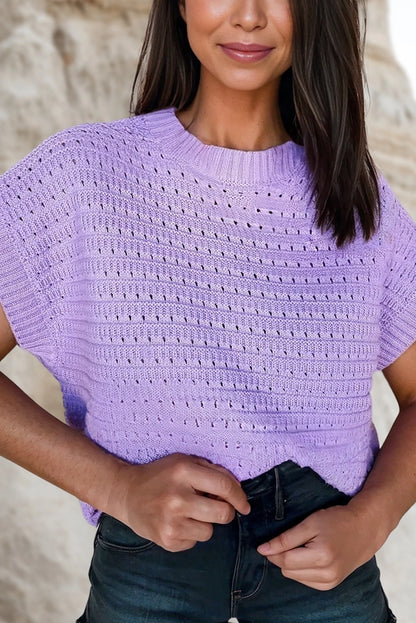 Purple Amber Solid Knit Top