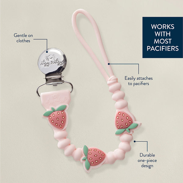 Sweetie Strap™ Plus - Silicone Pacifier Clip - Strawberry