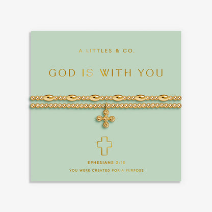 Gold-Tone Plated God Is With You Bracelet Set