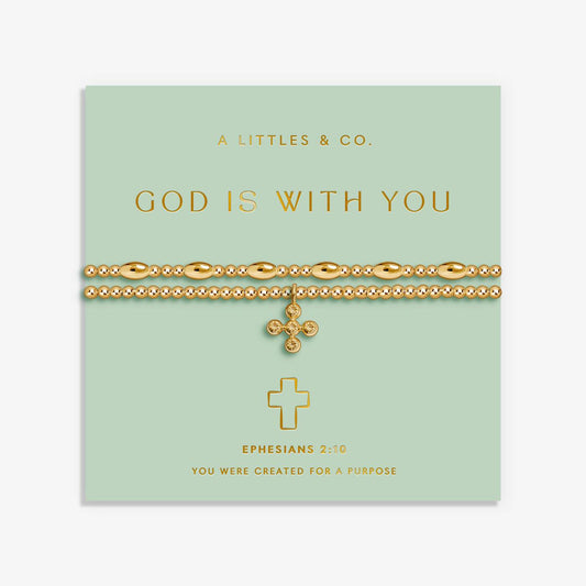 Gold-Tone Plated God Is With You Bracelet Set