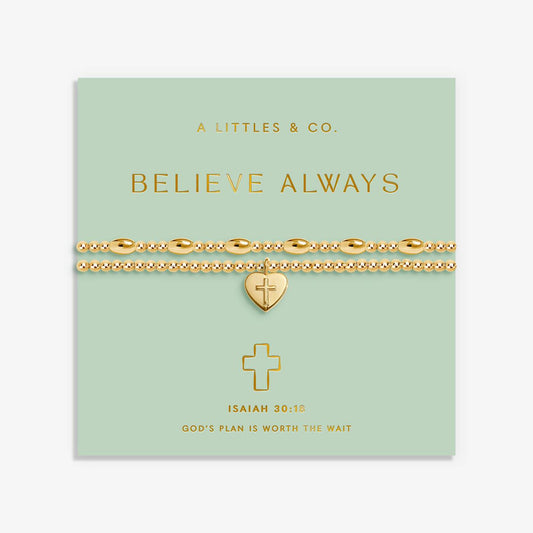 Gold-Tone Plated Believe Always Bracelet Set