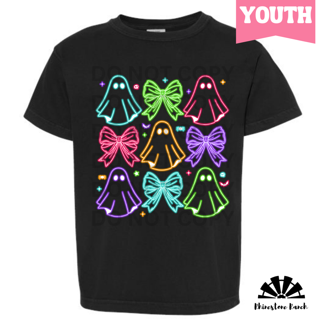 Youth Black Neon Halloween Coquette Tee