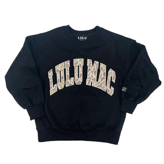 Lulu Mac Black Camo Monogram Sweatshirt