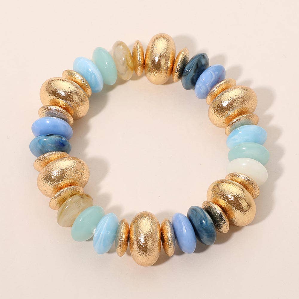 Chunky Mixed Disc Beaded Stretch Bracelet