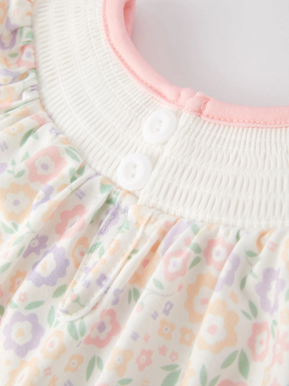Baby Pastel Floral Cross Smocking Romper