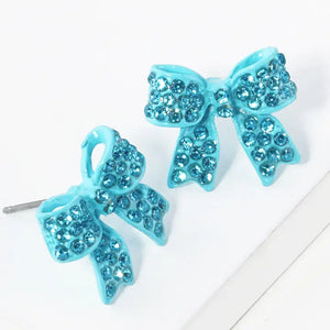 Rhinestone Bow Shape Post Earrings