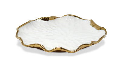 Salad Plates New Bone China with Gold Scalloped Edge