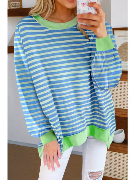 Sky Blue & Green Stripe Taylor Sweatshirt