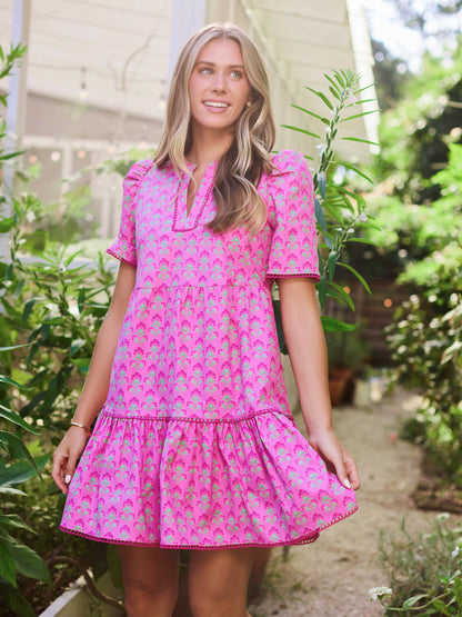 Deco Lilies Fuchsia Adelyn Dress