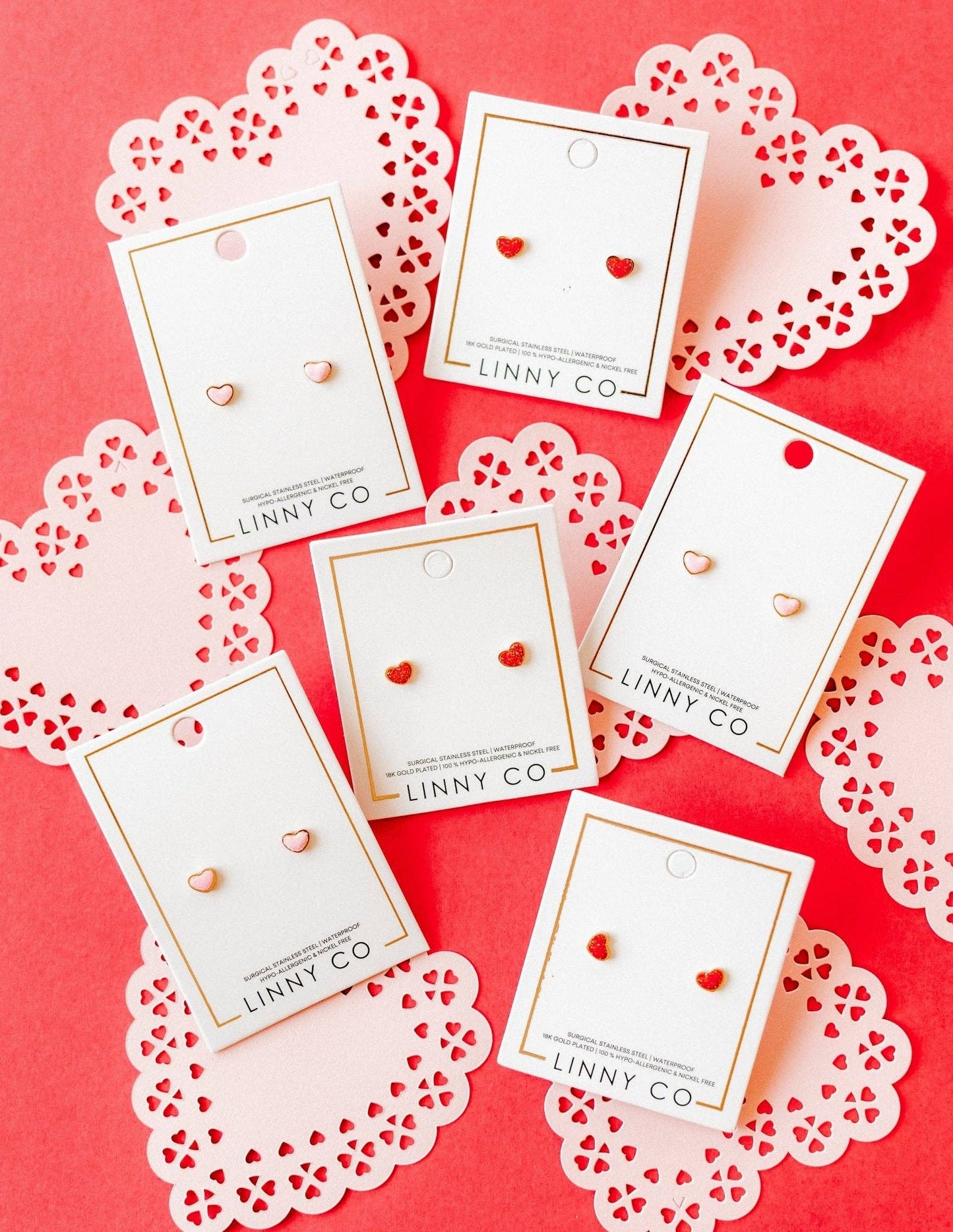 Nora Heart Pink Screwback Stud Earrings