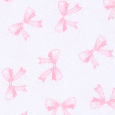 Pink Baby Bows Print Ruffle Footie