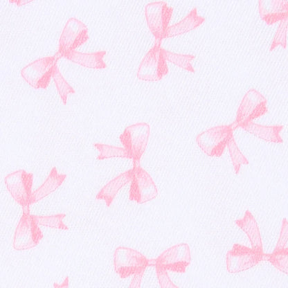 Pink Baby Bows Print Ruffle Footie