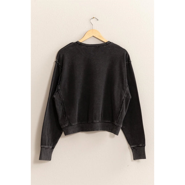 Black Drop Shoulder Zoey Crewneck Sweatshirt