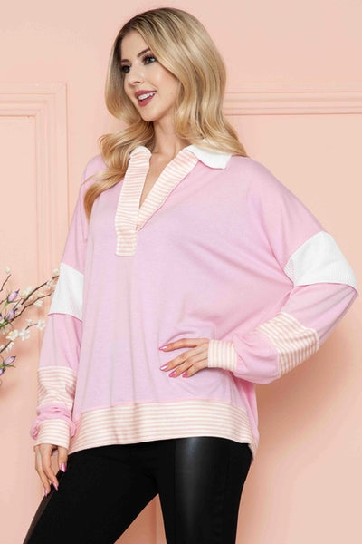 Pink Stripe & Color Block Contrast Eden Top