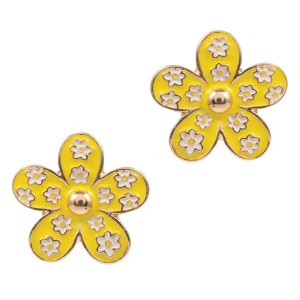 Floral Petals Enamel Post Earrings