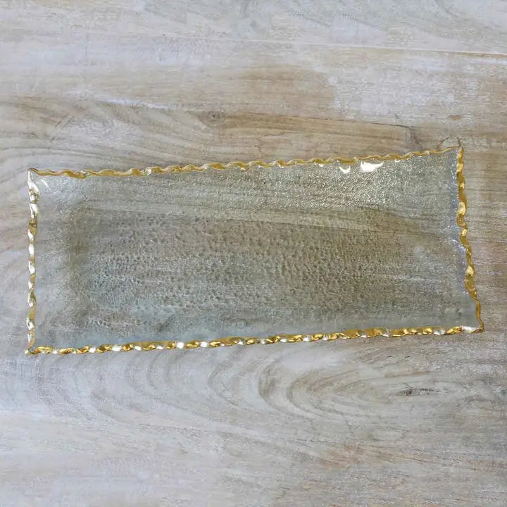 Gold & Clear Fairbanks Rectangle Platter