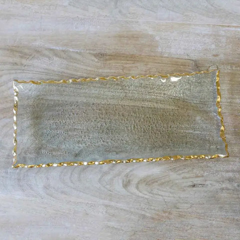 Gold & Clear Fairbanks Rectangle Platter